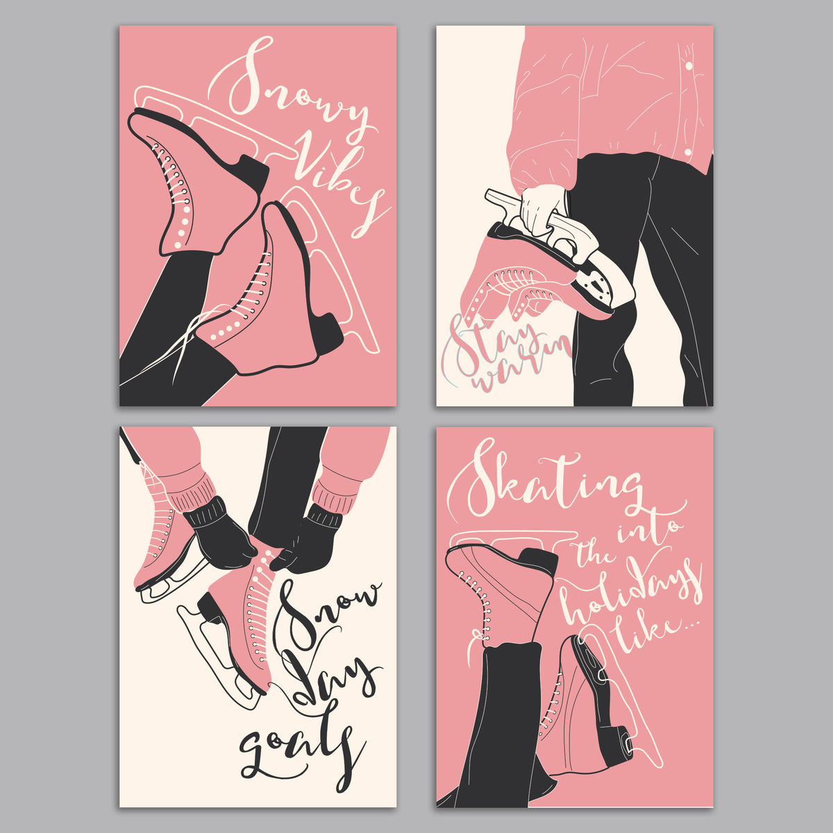Figure Skating Holiday Greeting Cards, Set of 24