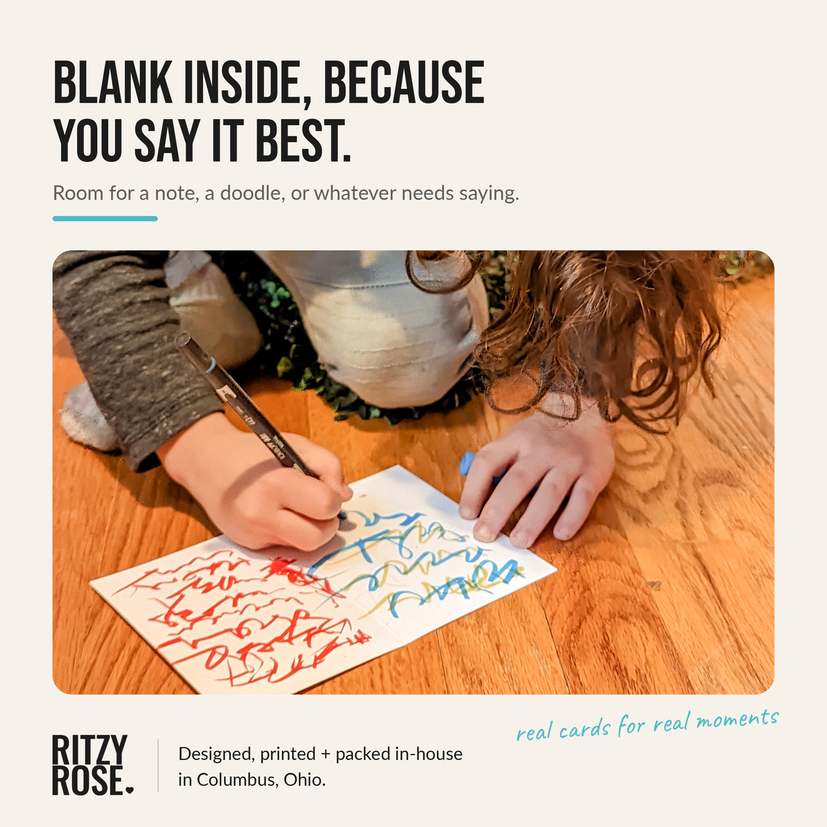 Blank card interior with room for a handwritten note or drawing