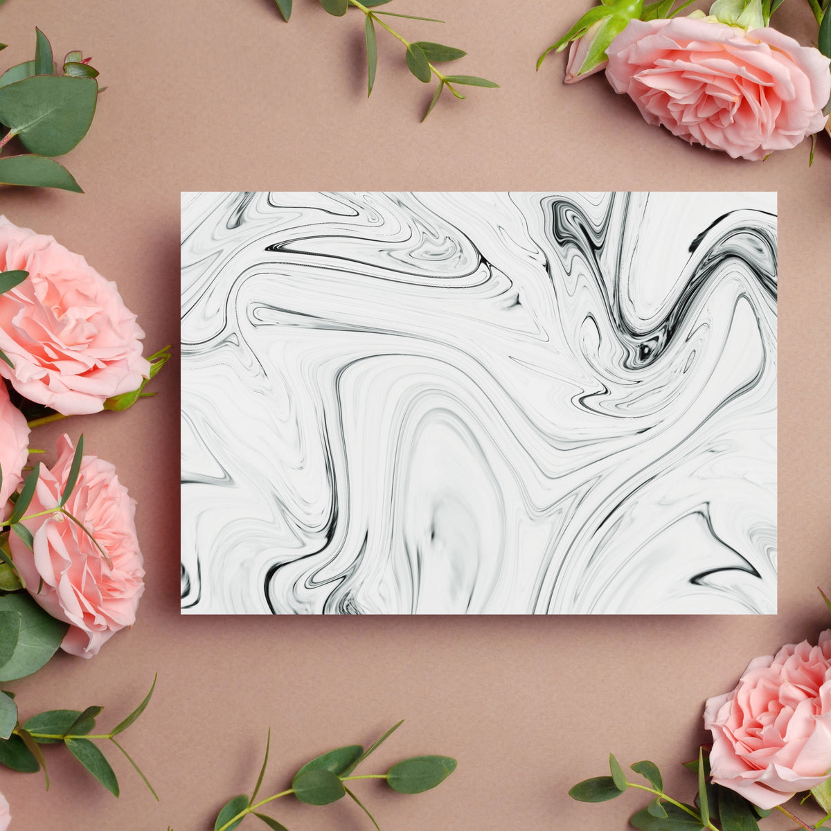 Card set with two abstract marbled patterns, no text, landscape format.