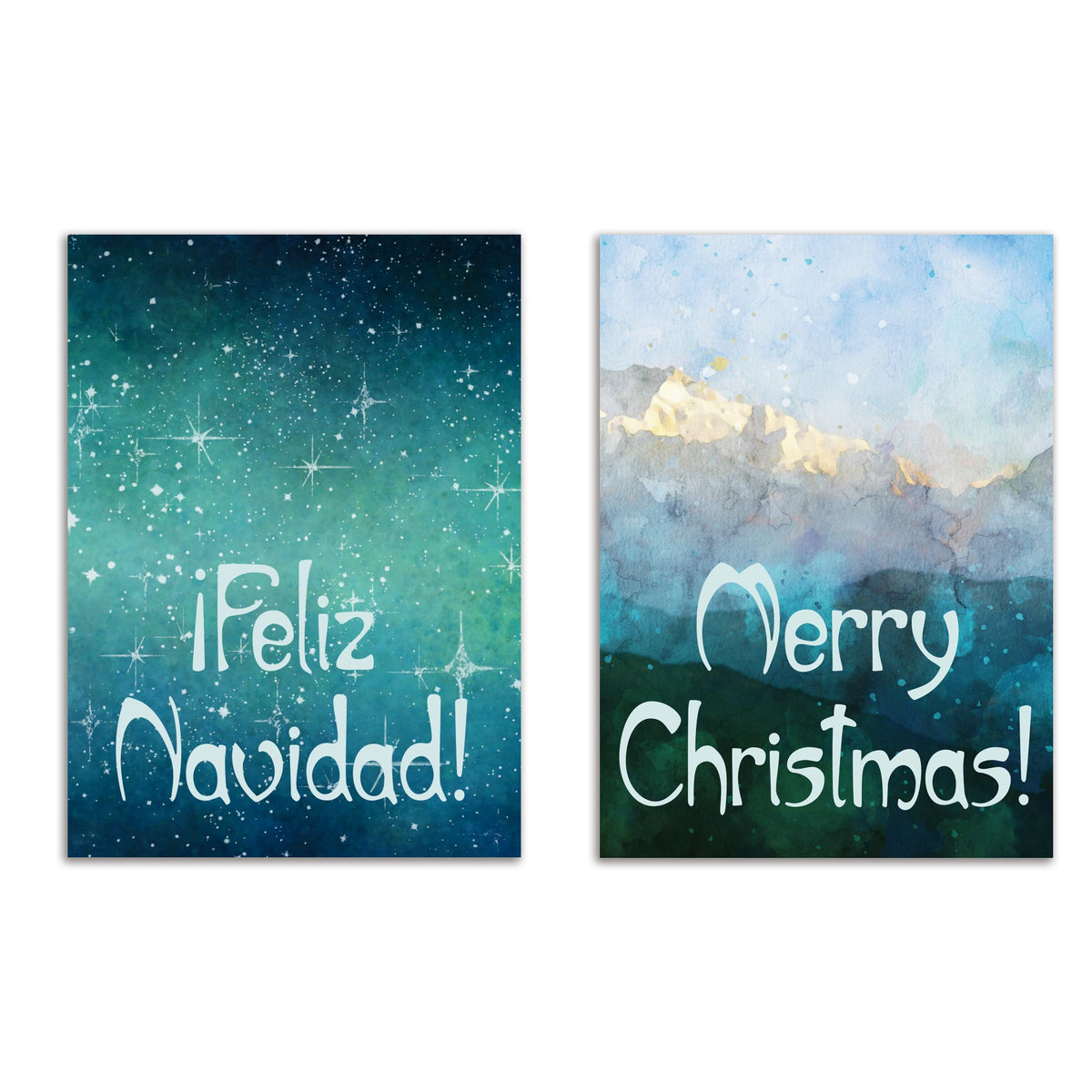 Merry Christmas & Feliz Navidad Greeting Cards, Set of 24