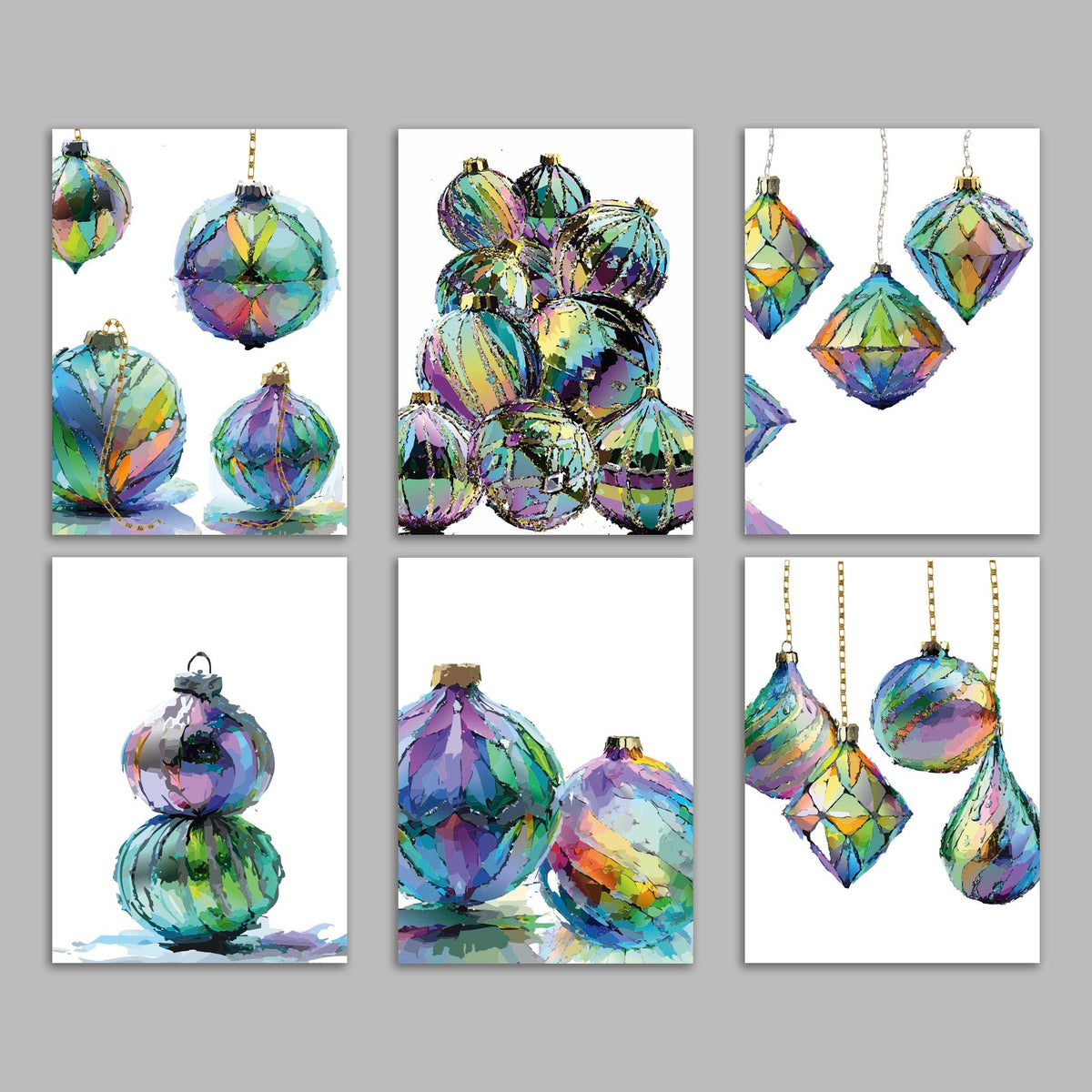 Technicolor Ornament Christmas Cards, Set of 24