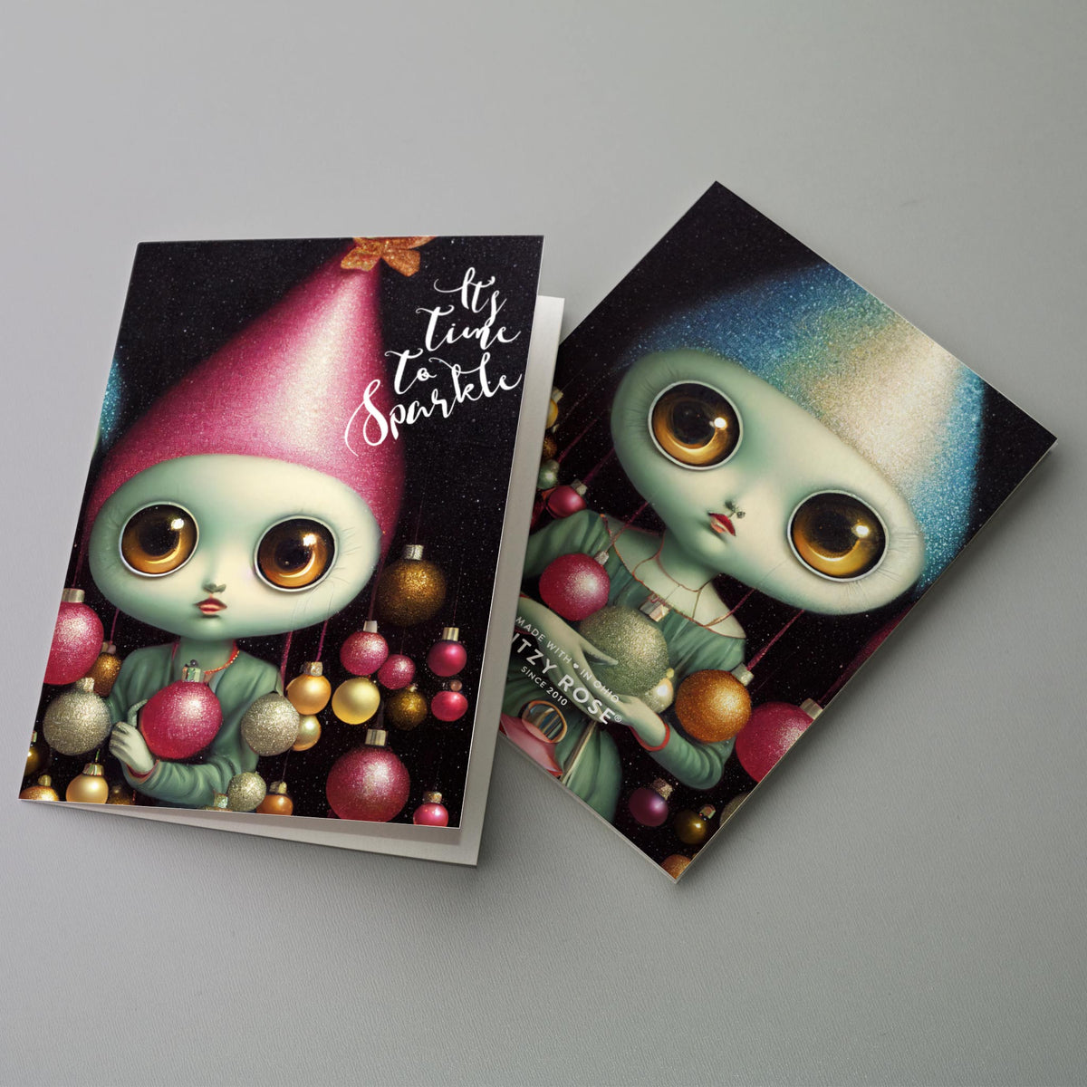Whimsical Christmas Greeting Cards, Set of 24