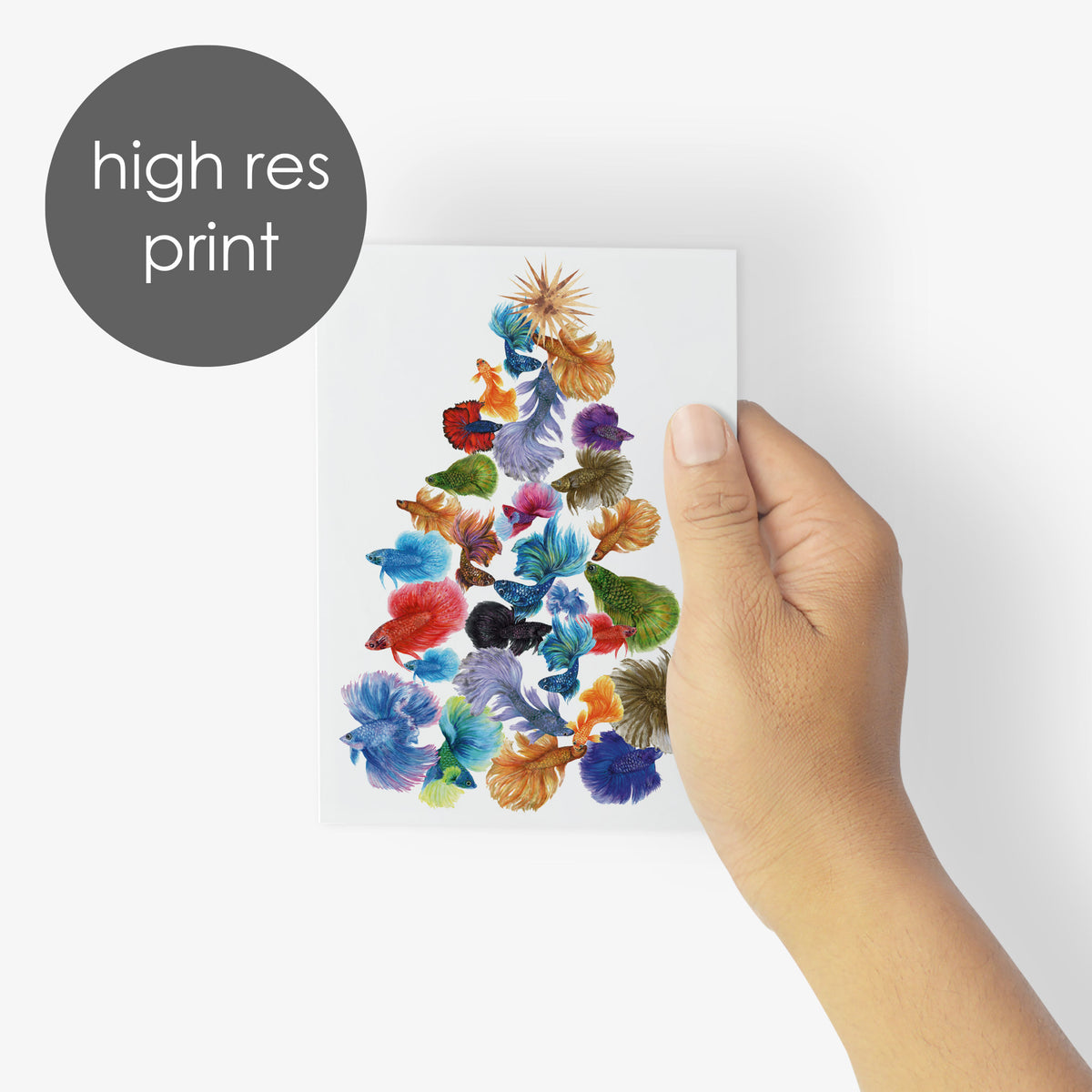 Tropical Fish Christmas Tree Greeting Cards, Set of 24