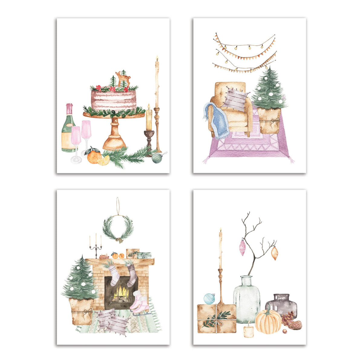 Cozy Home Holiday Greeting Cards, Set of 24