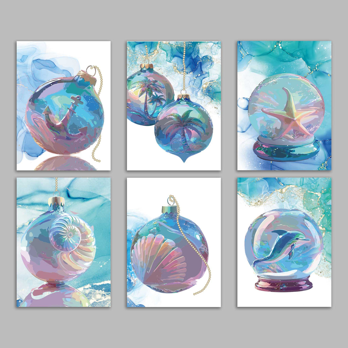 Sea Life Christmas Cards, Set of 24