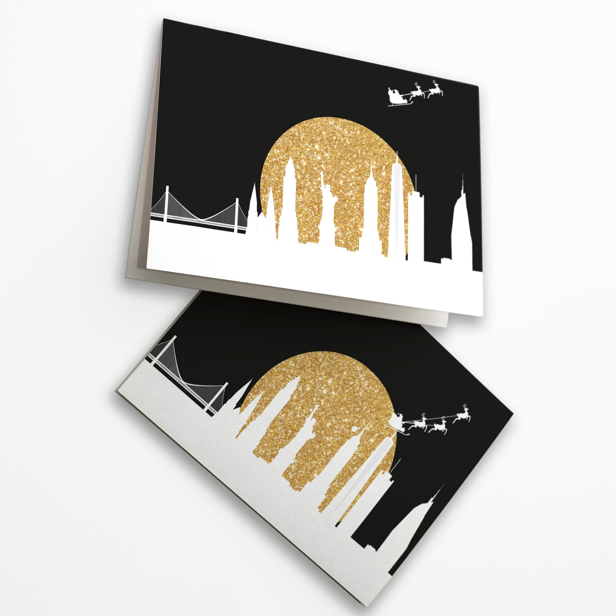 Santa Flying Over New York City Christmas Cards, Set of 24