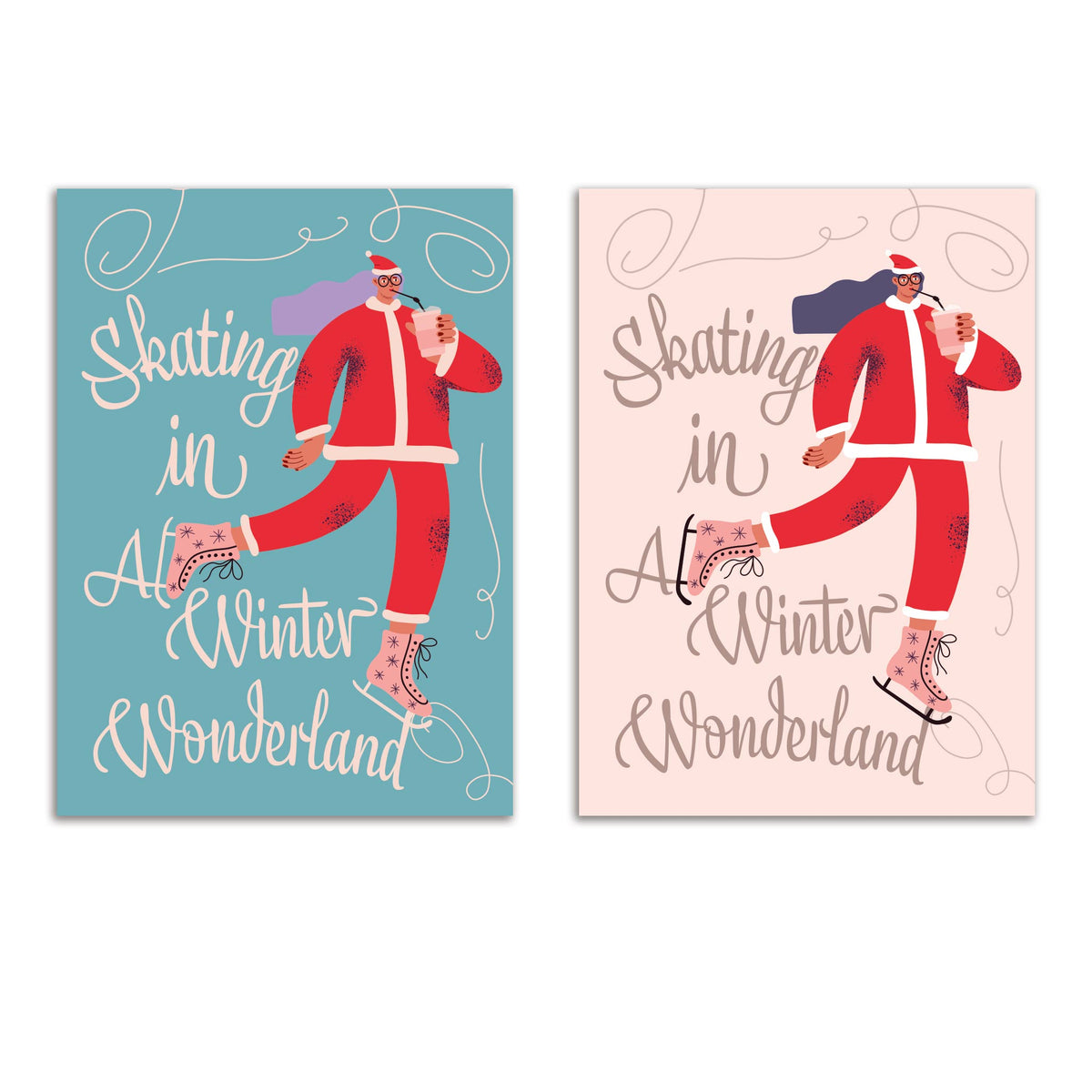 Ice Skating Winter Wonderland Greeting Cards, Set of 24