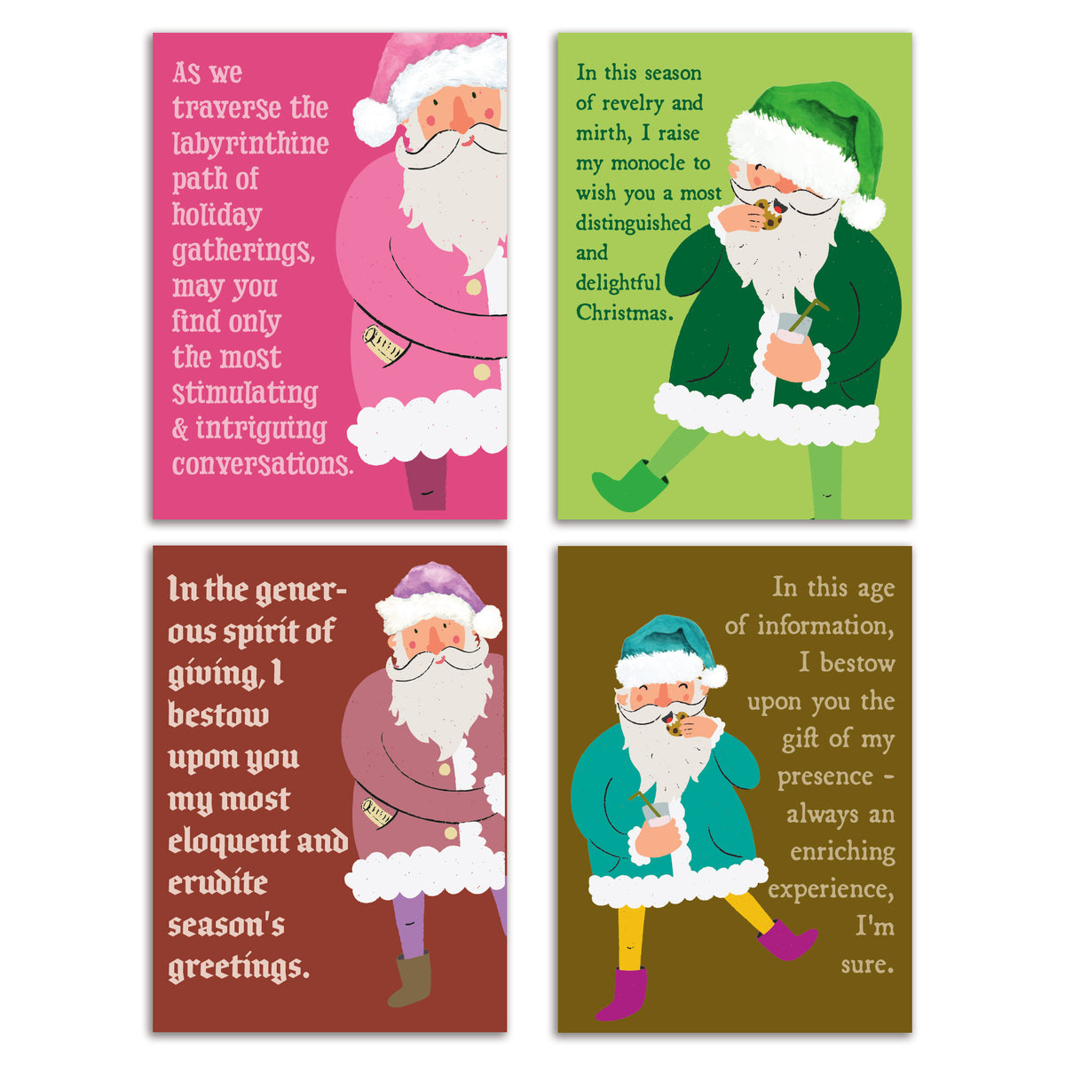 Highbrow Santa Claus Christmas Cards, Set of 24
