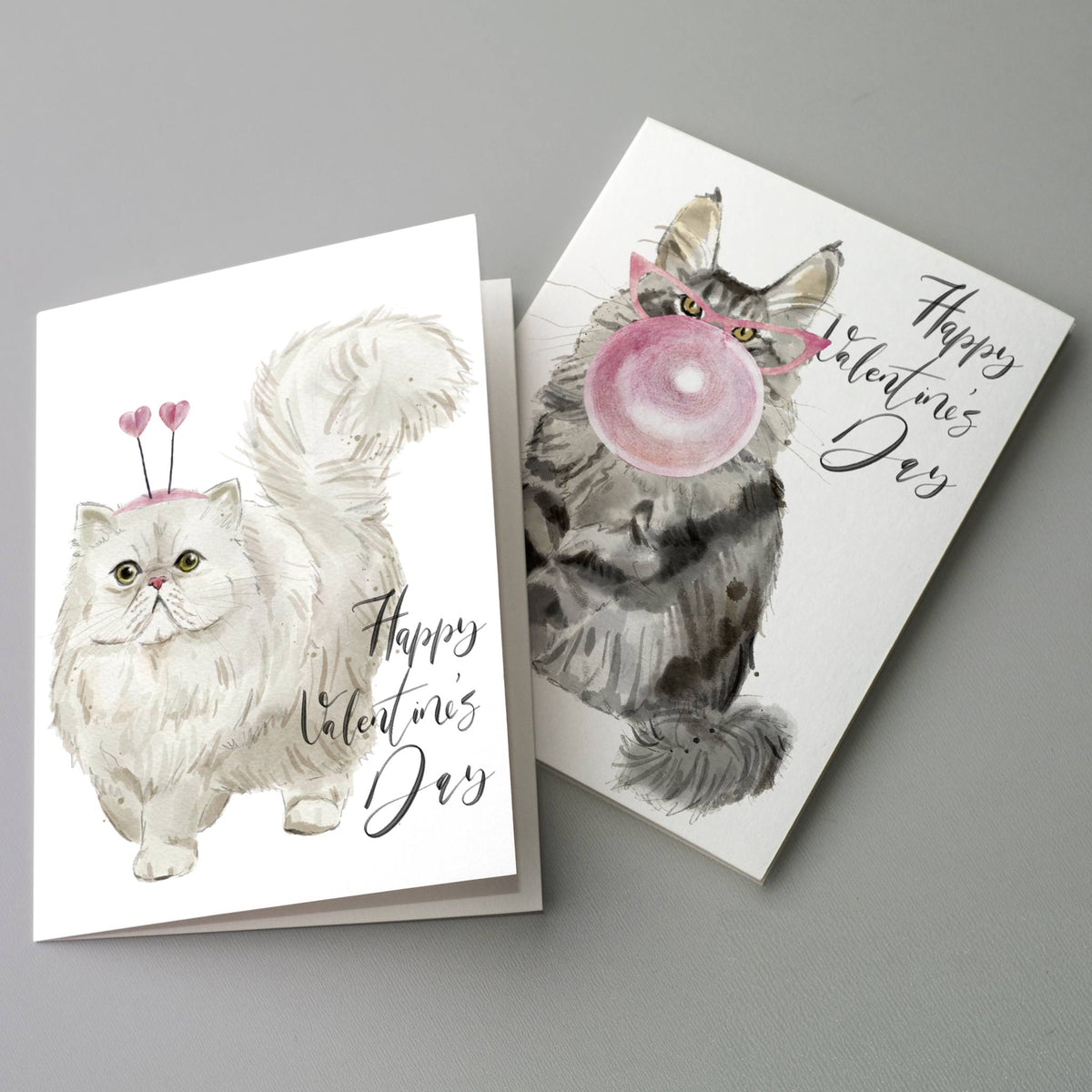 Valentine's Day Cat Greeting Cards, Set of 24