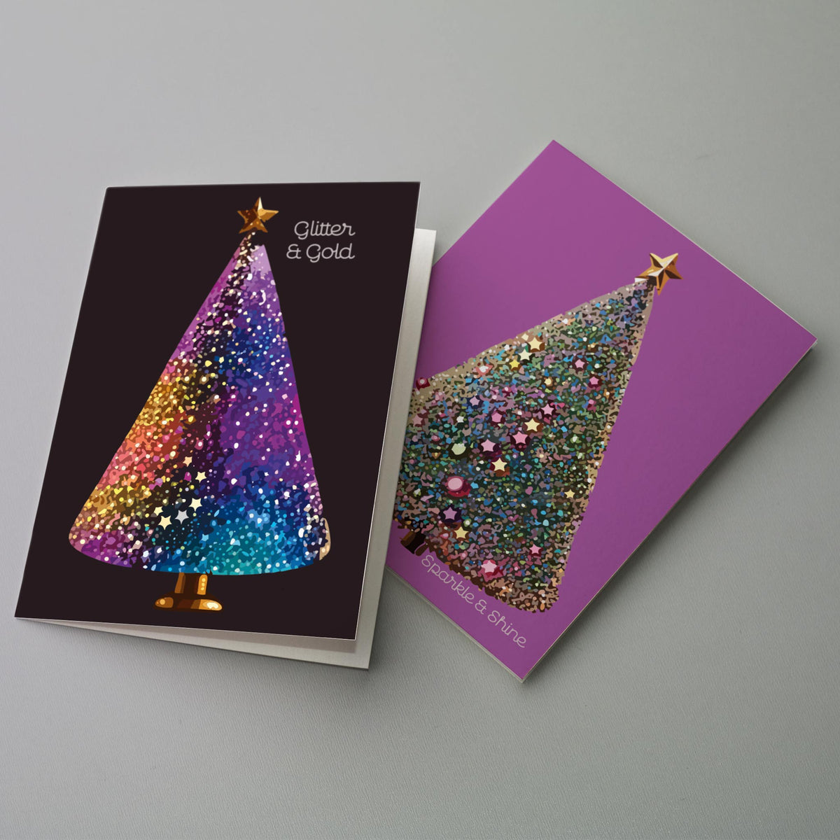 Retro Christmas Tree Greeting Cards, Set of 24