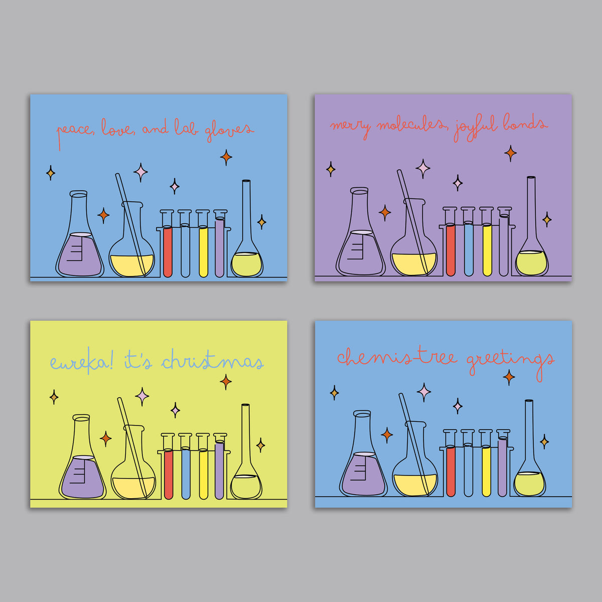 Scientist Christmas Greeting Cards, Set of 24