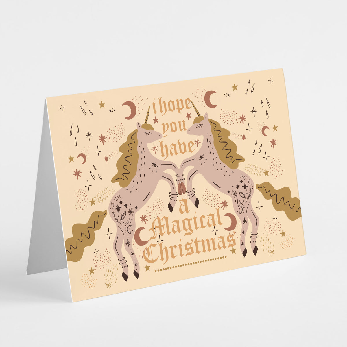 Magical Celestial Boho Christmas Greeting Cards, Set of 24