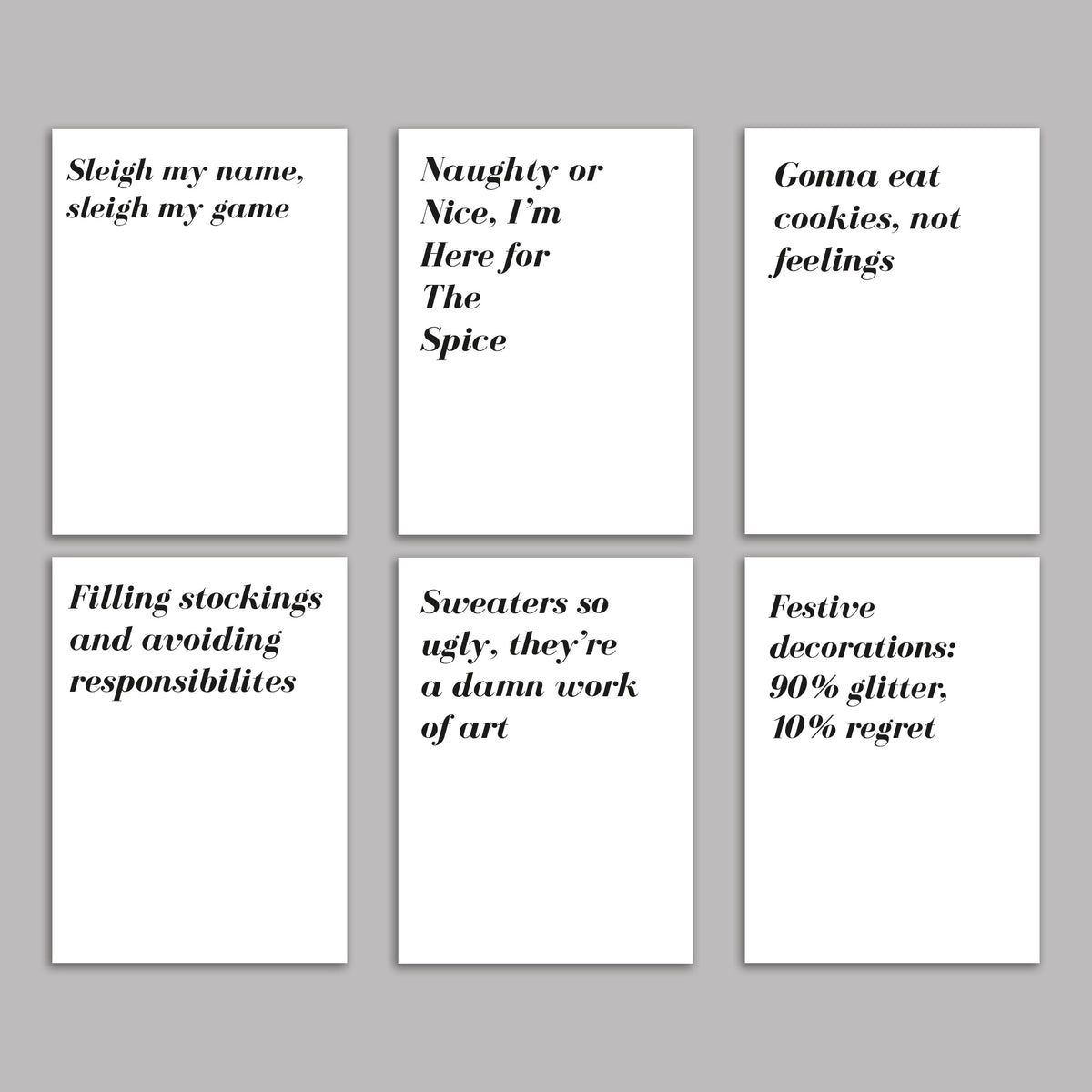 Snarky Christmas Greeting Cards, Set of 24
