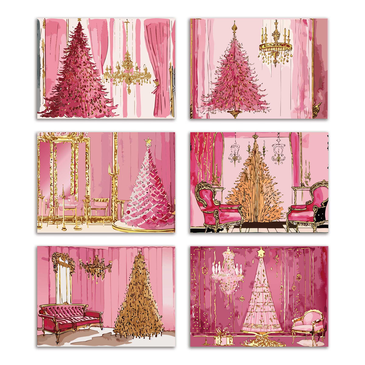 French Ballroom Christmas Cards, Set of 24