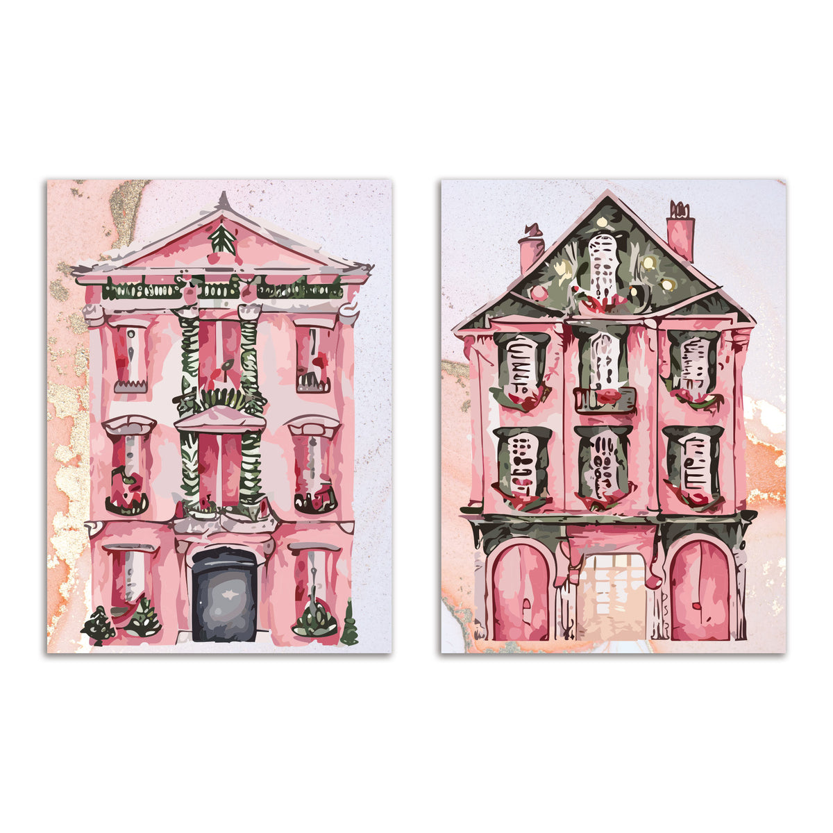 French Buildings Greeting Cards, Set of 24