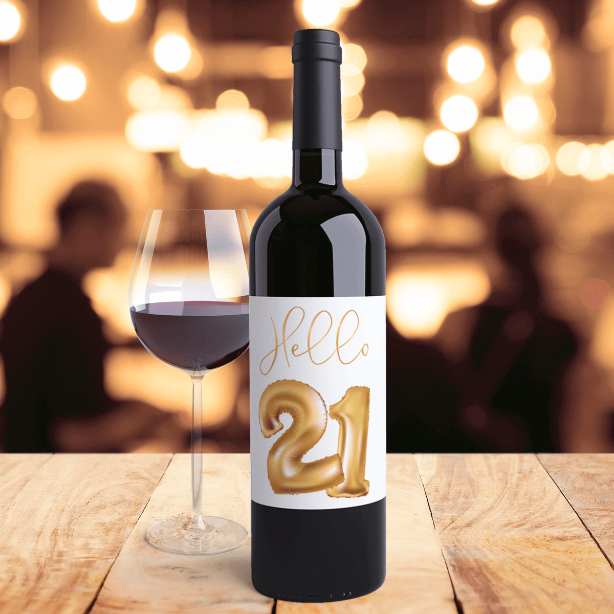 Gold Balloon 21st Birthday Wine Labels, Pack of 4