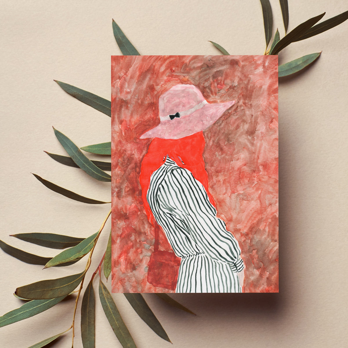 Four-design notecard collection with abstract faces, hatted figures, and multicolor patterns in bright, graphic artwork.