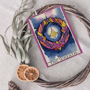 24 Tarot Inspired Christmas Cards Colorful Cosmic Illustrations with Envelopes