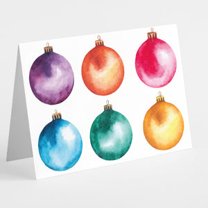 24 Modern Colorful Christmas Ornament Greeting Cards w/ Envelopes