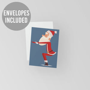 24 Santa in Yoga Poses Colorful Christmas Cards