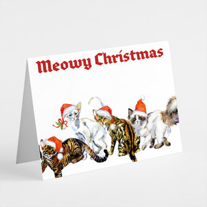 24 Meowy Cat Christmas Cards in 2 Fun Illustrations + Envelopes