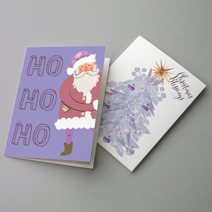24 Lavender Christmas Cards in 6 Fun Traditional Designs + Envelopes