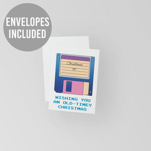 24 Retro Computer Floppy Disk Christmas Cards + Envelopes