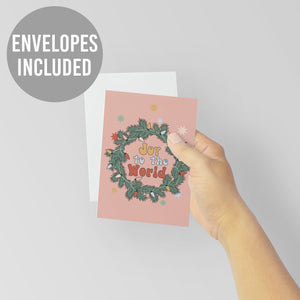 24 Boho Holiday Cards in 4 Vintage Colorful Designs w/ Envelopes