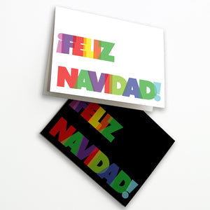 24 Rainbow Feliz Navidad Cards in Block Letters with Envelopes