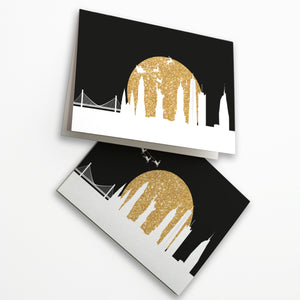 24 Santa Flying Over New York City Skyline Christmas Cards + Envelopes
