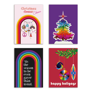 24 Queer Colorful Rainbow Holiday Cards + Envelopes