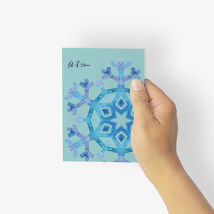 24 Snowflake Holiday Cards in 4 Wintry Modern Blue Designs + Envelopes