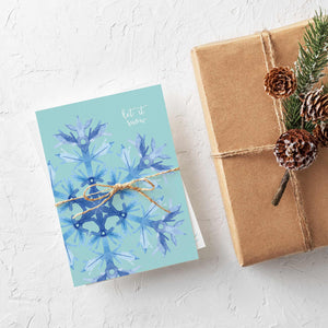 24 Snowflake Holiday Cards in 4 Wintry Modern Blue Designs + Envelopes