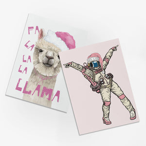 24 Pink Girly Holiday Greeting Cards Variety Mixed Pack + Envelopes