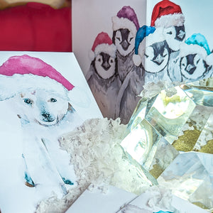 24 Adorable Baby Animal Holiday Greeting Cards + Envelopes | Christmas Penguins