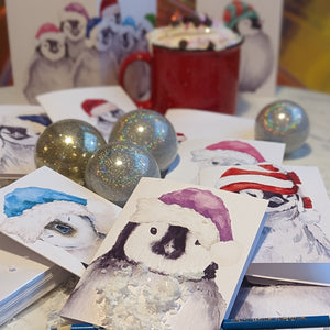24 Adorable Baby Animal Holiday Greeting Cards + Envelopes | Christmas Penguins