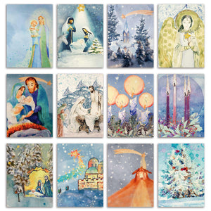 24 Traditional Religious Christmas Cards Pack + Envelopes