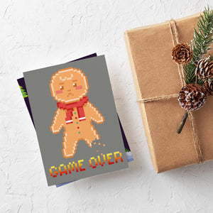 24 Retro Arcade Christmas Cards in 2 Pixelated 8-Bit Graphics + Envelopes