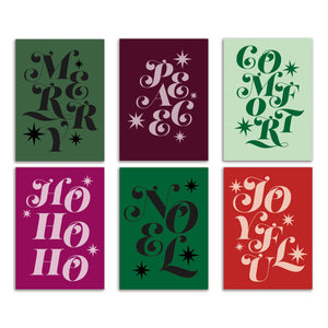 24 Colorful Christmas Cards in 6 Modern Holiday Designs + Envelopes