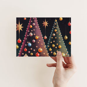24 Modern Christmas Tree Cards in 4 Colorful Designs + Envelopes