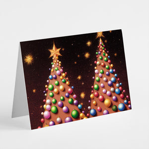24 Modern Christmas Tree Cards in 4 Colorful Designs + Envelopes