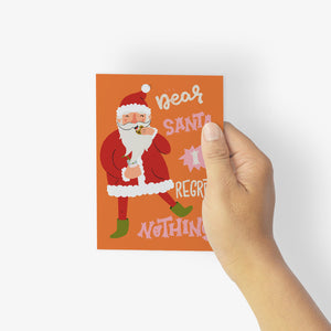 24 Retro Naughty Santa Christmas Cards in 2 Colorful Illustrations + Envelopes