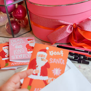 24 Retro Naughty Santa Christmas Cards in 2 Colorful Illustrations + Envelopes