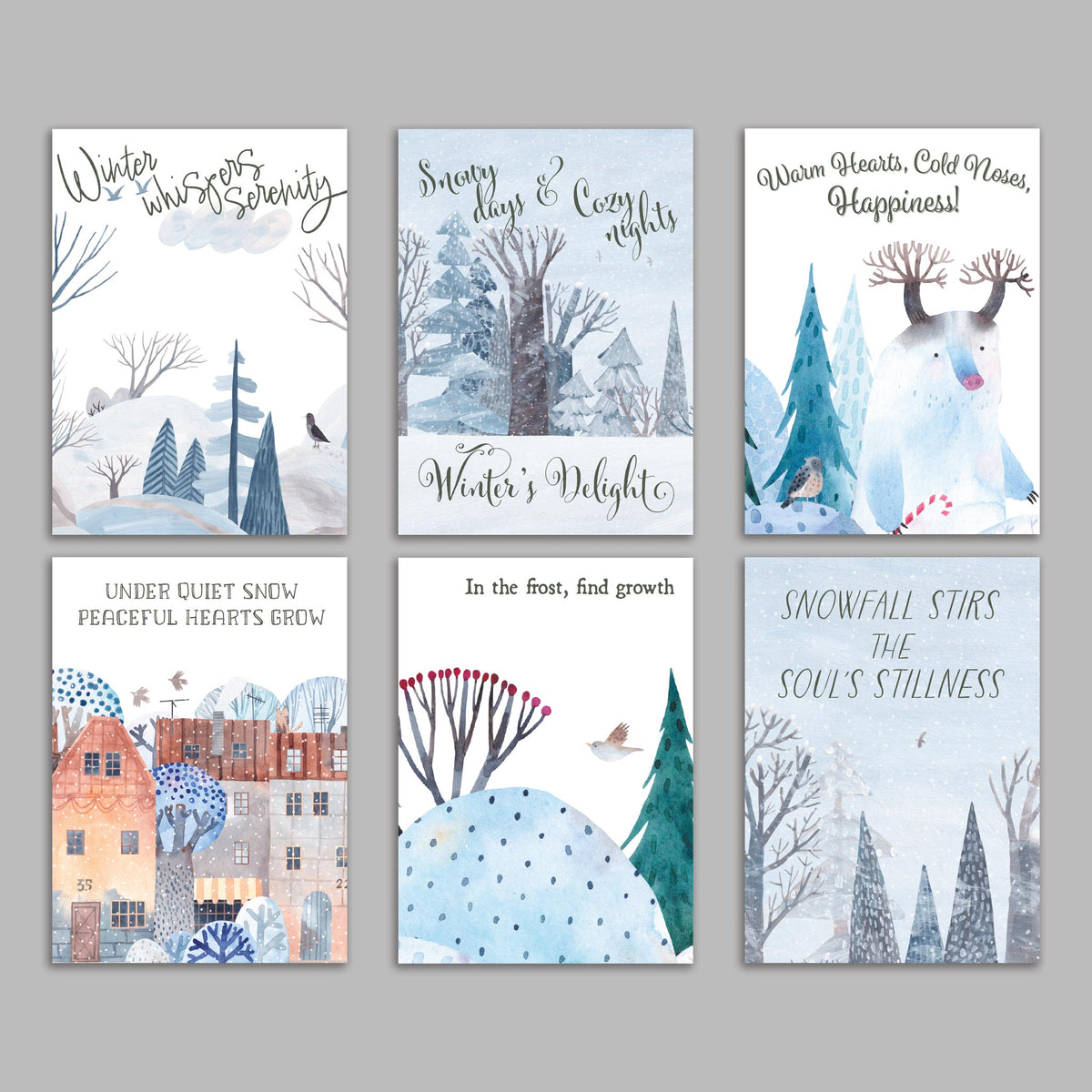 Peaceful Winter Greeting Cards, Set of 24