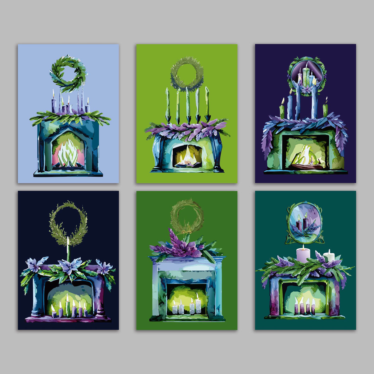 Enchanted Embers Fireplace Christmas Cards, Set of 24