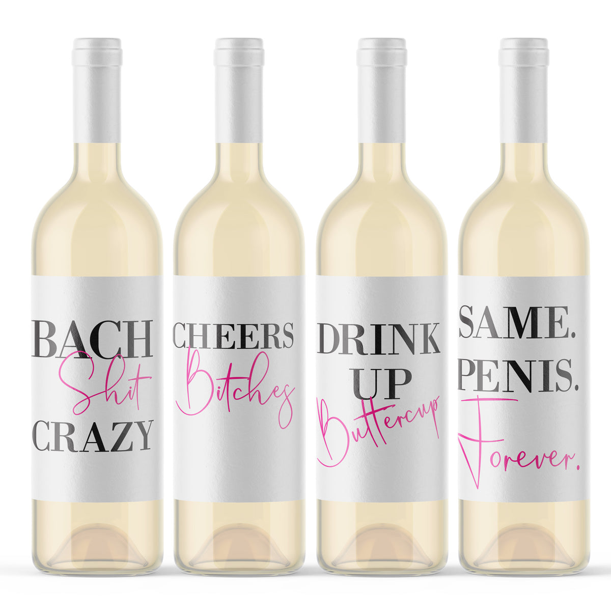 Bach Shit Crazy Wine Labels, Pack of 4