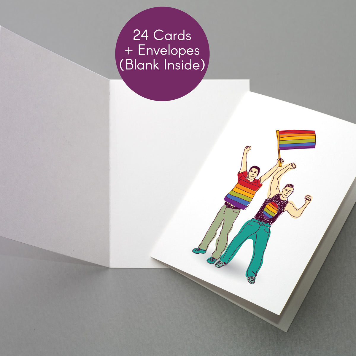 Funny Gay Pride Greeting Cards, Set of 24