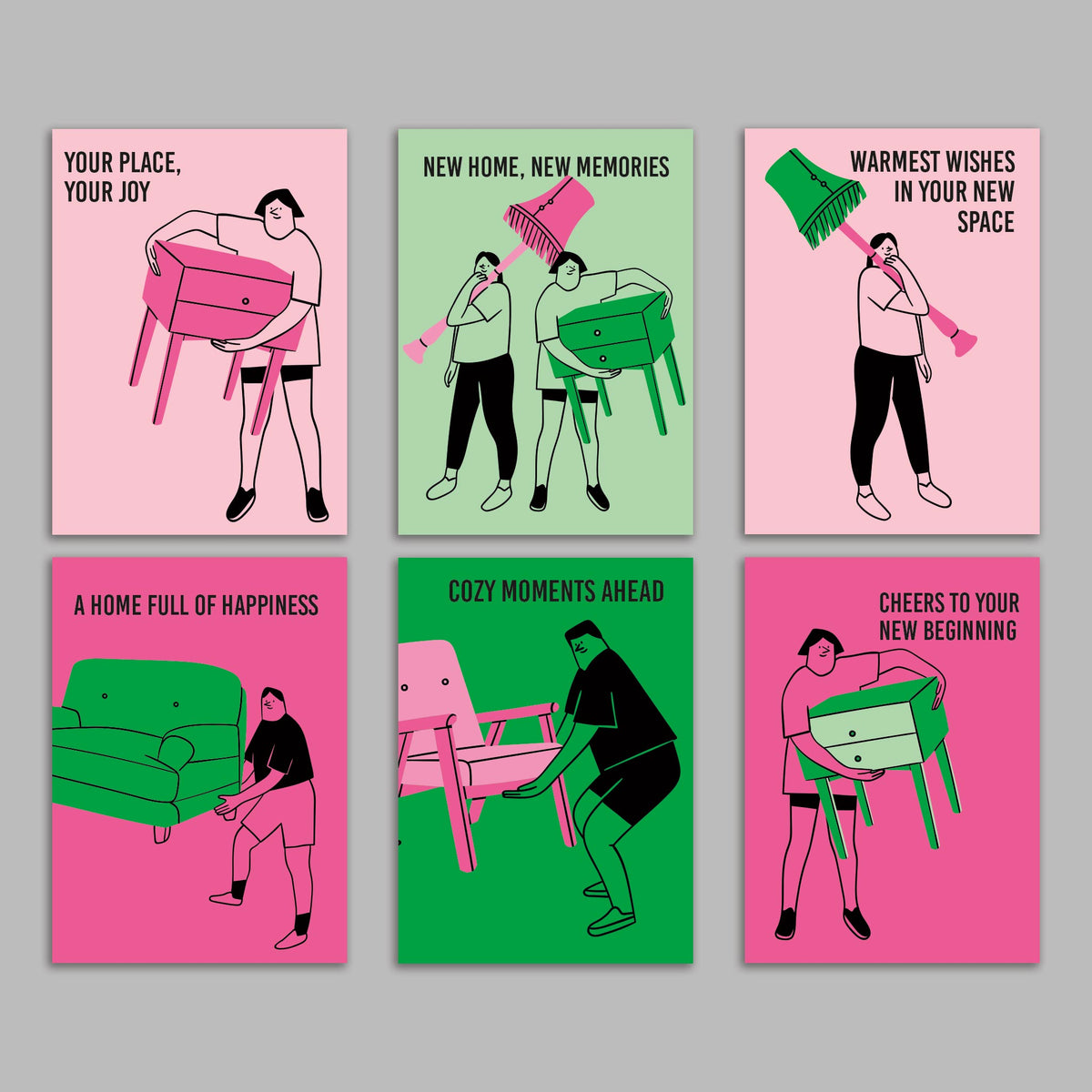 Retro Moving Holiday Greeting Cards, Set of 24