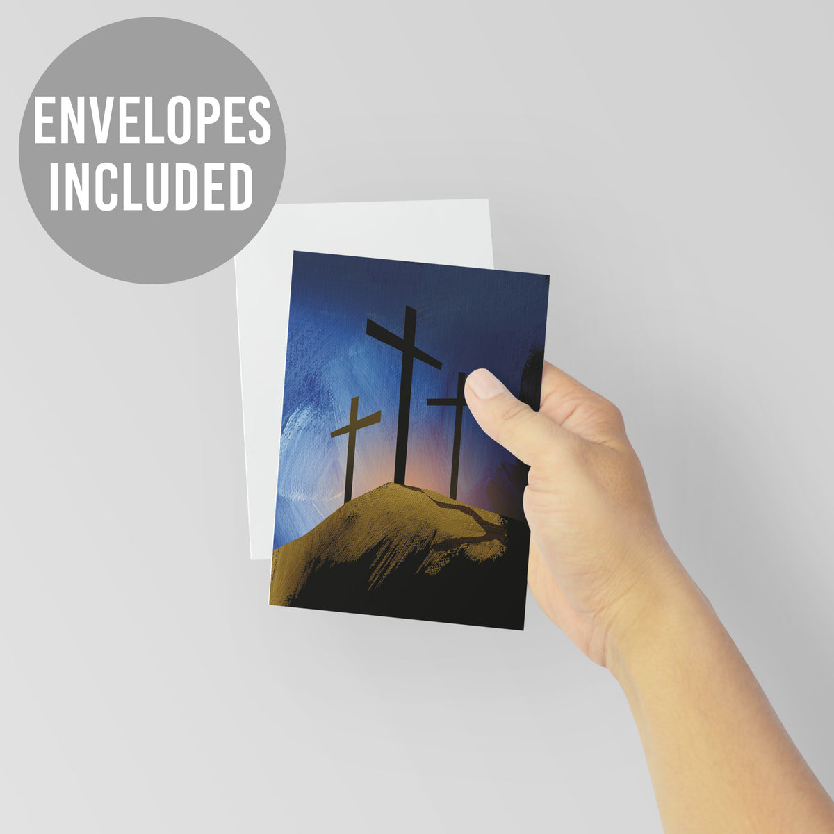 Three Crosses Greeting Cards, Set of 12