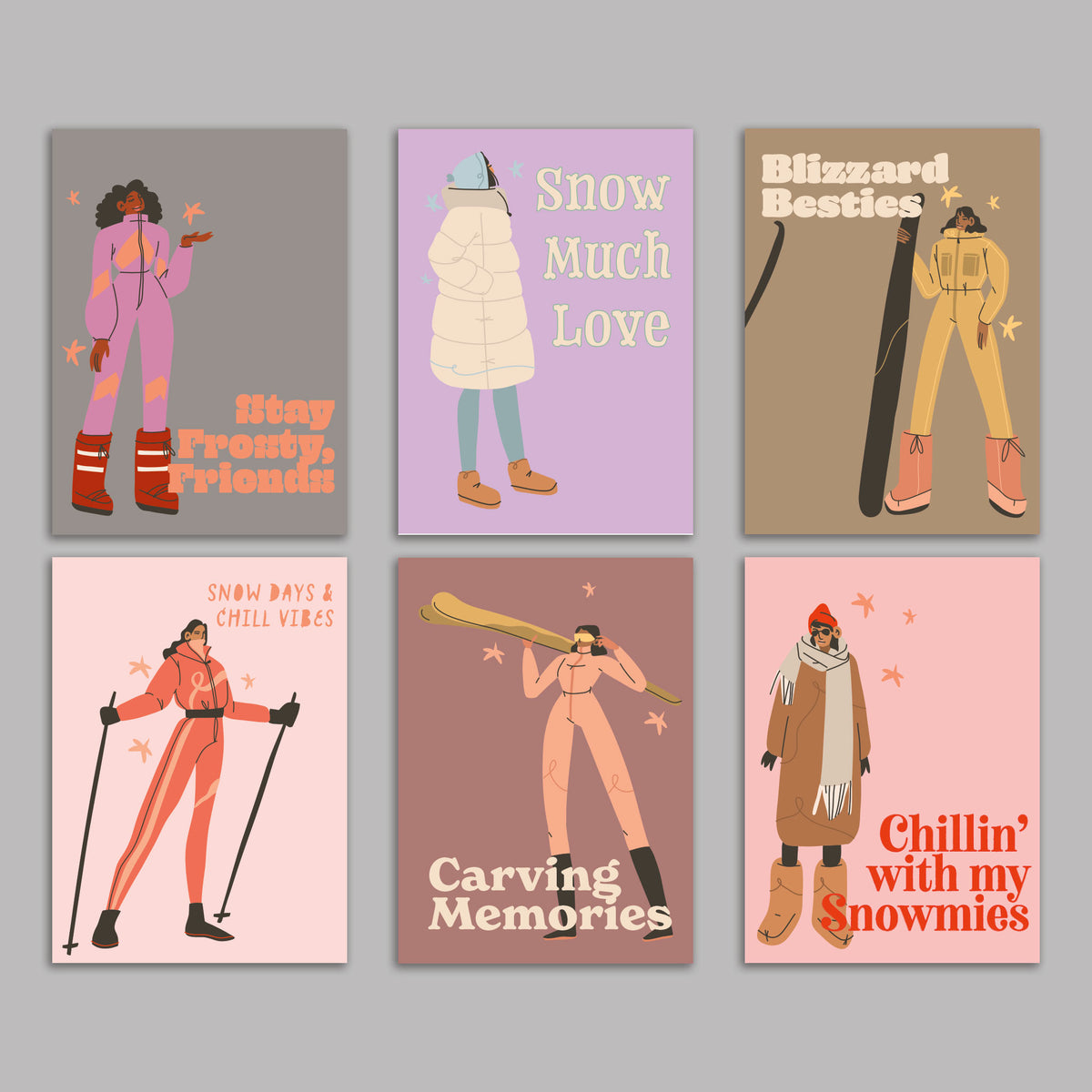 Winter Sport Greeting Cards, Set of 24